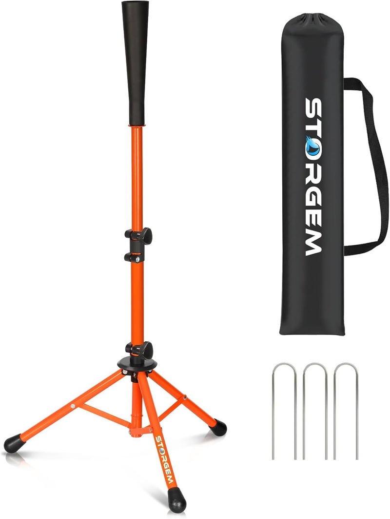 Storgem Baseball Tee,Portable Tripod Batting Tee,Softball Tee for Batting Practice,Hitting Tee Easy Adjustable Height,with Bag - Image 1